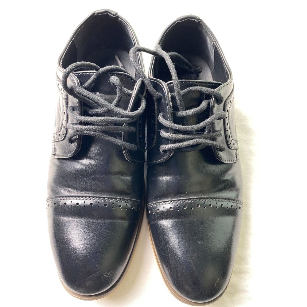 Stacy Adams black shoes unisex-Child Dickinson Cap-Toe boys kids size 2 M